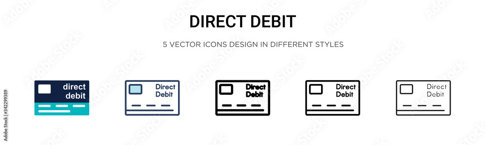 Poster Direct debit icon in filled, thin line, outline and stroke style. Vector illustration of two colored and black direct debit vector icons designs can be used for mobile, ui, web