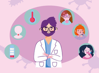 covid 19 coronavirus, doctor prevention and symptoms, pandemic illness