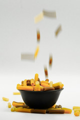 bowl of pasta tricolor Pasta macarrones spaghetti penne Italia slow food