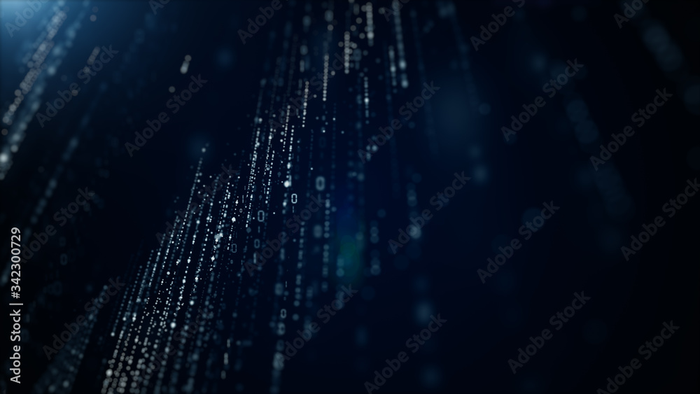 Poster digital cyberspace with particles and digital data network connections, futuristic digital data disp
