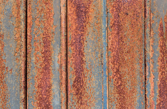 rusty on old metal sheet wall with free space