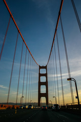 Fototapeta na wymiar Golden Gate Bridge Towers as shot from a car.