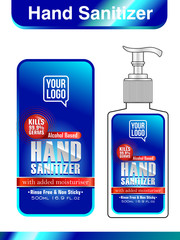 Hand sanitizer label design vector graphic template for packaging design.