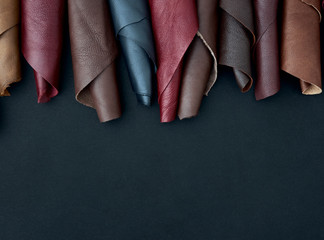 Leather samples in various colors.