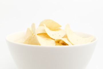 Potato chips sweets on white background