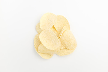 Potato chips sweets on white background