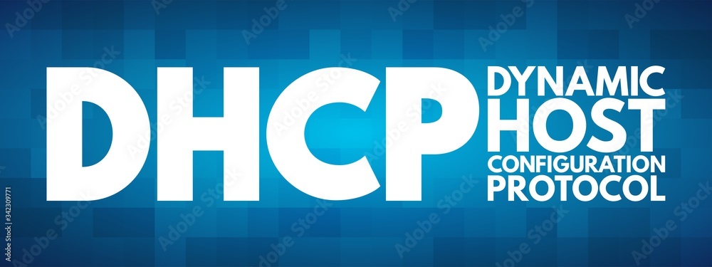 Poster dhcp - dynamic host configuration protocol acronym, technology concept background