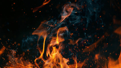 Closeup of fire on black background © Jag_cz