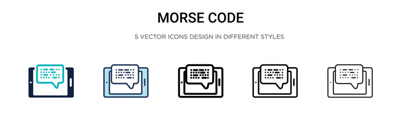 Morse code icon in filled, thin line, outline and stroke style. Vector illustration of two colored and black morse code vector icons designs can be used for mobile, ui, web © Digital Bazaar
