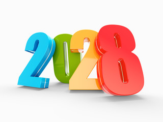 Happy New Year 2028 colorful calendar background series 3D render - 342311962