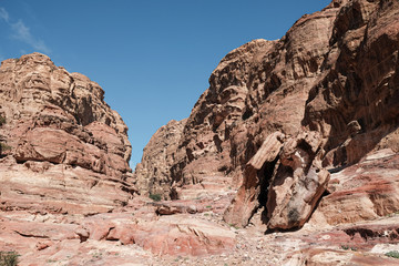 Fototapeta na wymiar Sandstone carving passage of Petra ,Jordan