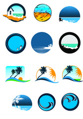 Logo named waterfront, suitable for sea, ocean, luxury, real estate oriented and named businesses, condos, hotels and resorts