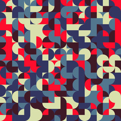 70s Particles Semi Circle Collage Seamless Pattern