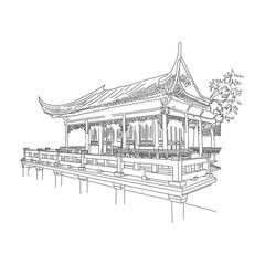 Shanghai famous landmark during quarantine, sketch