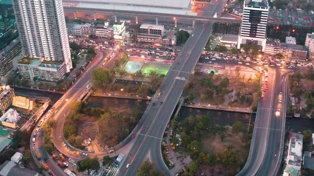 Aerial view of Thonglor, Phrom Phong and Ekkamai District, Sukhumvit street in Bangkok, Thailand