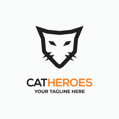 simple elegant cat - cat heroes symbol - flat animal design