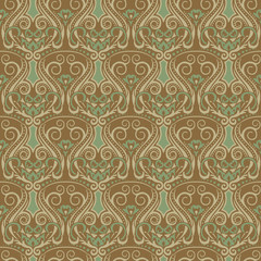カジュアルで美しいオーナメント模様　シームレス　ビンテージ壁紙　デザイン素材
