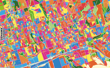 Oshawa, Ontario, Canada, colorful vector map