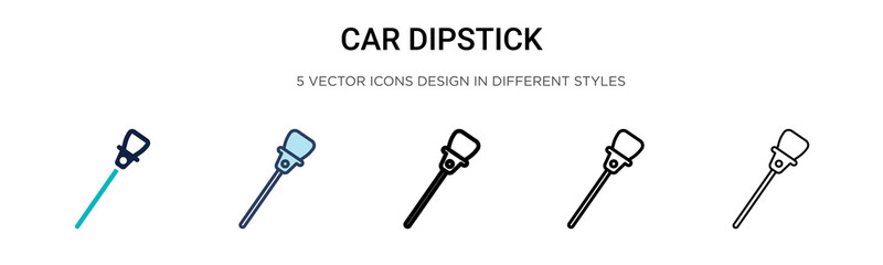 Car dipstick icon in filled, thin line, outline and stroke style. Vector illustration of two colored and black car dipstick vector icons designs can be used for mobile, ui, web