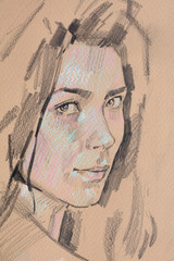 pencil drawing illustration, portrait, sketch