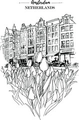coloring page; silhouette of city