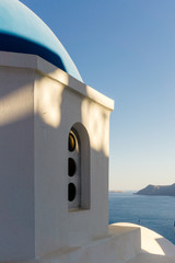 Blue roofed building in Greece