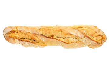 fresh baguette on white background