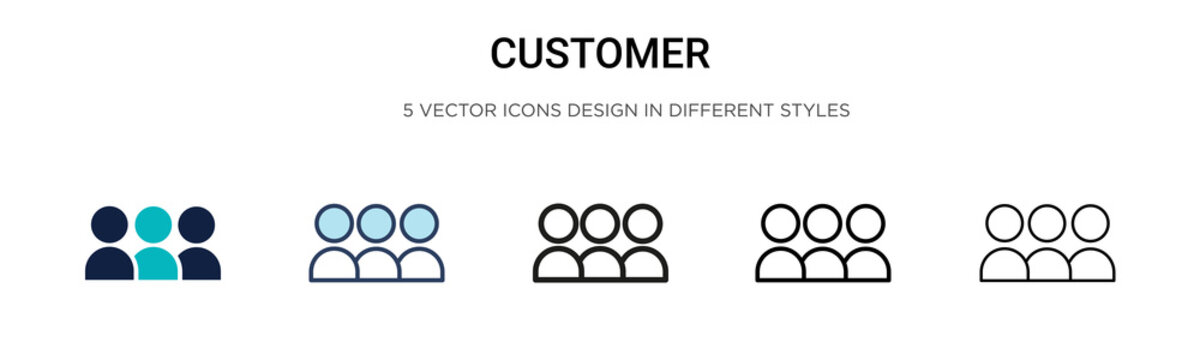 Customer Icon In Filled, Thin Line, Outline And Stroke Style. Vector Illustration Of Two Colored And Black Customer Vector Icons Designs Can Be Used For Mobile, Ui, Web