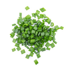 Bunch of chopped green onion isolated on the white background