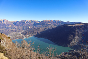 mountain lake and blue sky