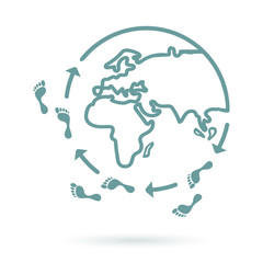 Spreading or traveling around the world icon