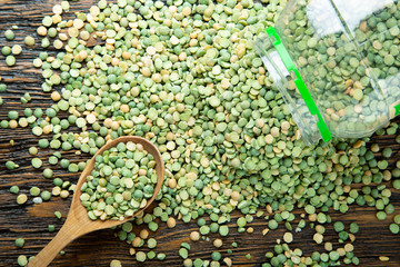 peas scattered from a can