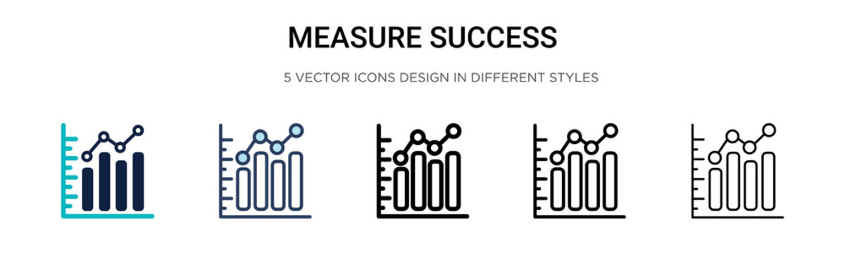 Measure Success Icon In Filled, Thin Line, Outline And Stroke Style. Vector Illustration Of Two Colored And Black Measure Success Vector Icons Designs Can Be Used For Mobile, Ui, Web