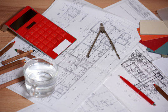 Drawing, selection of materials for the repair of apartments.