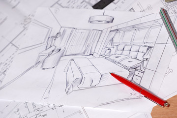 Drawing, selection of materials for the repair of apartments.