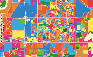 Strathcona County, Alberta, Canada, colorful vector map