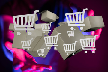 Transport Cardboard boxes, logistics and delivery concept digital  3d.