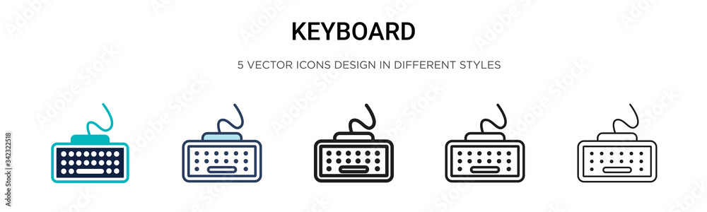 Fototapete keyboard icon in filled, thin line, outline and stroke style. vector illustration of two colored and