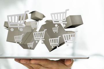 Transport Cardboard boxes, logistics and delivery concept digital  3d.