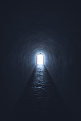 afterlife concept light at the end of tunnel - obrazy, fototapety, plakaty