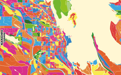 Nanaimo, British Columbia, Canada, colorful vector map