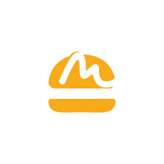 Letter M Burger vector logo design. Burger cafe logo.