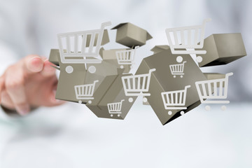 Transport Cardboard boxes, logistics and delivery concept digital  3d.