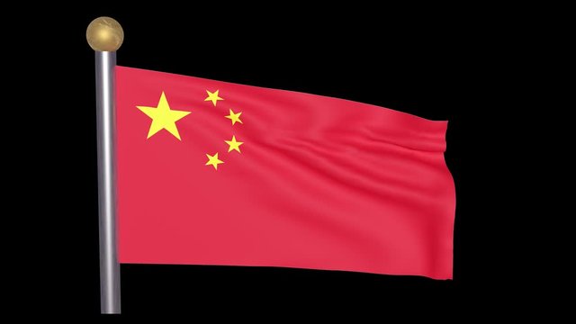flag of China waving in wind - Simulation 3D