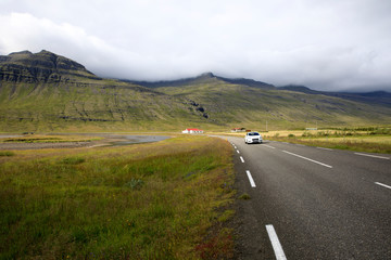 Iceland - August 29, 2017: A view of the Ring Road the main road in Iceland, Iceland, Europe