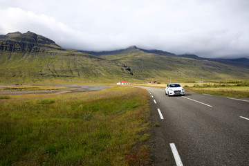 Iceland - August 29, 2017: A view of the Ring Road the main road in Iceland, Iceland, Europe