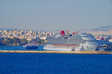 Passenger ferries and Carnival Cruise Lines cruiseship or cruise ship liner Carnival Panorama in...
