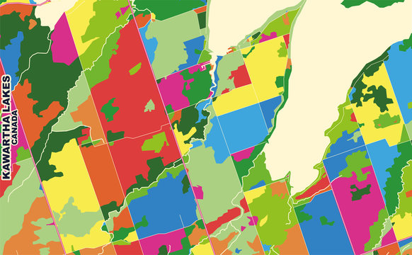Kawartha Lakes, Ontario, Canada, colorful vector map