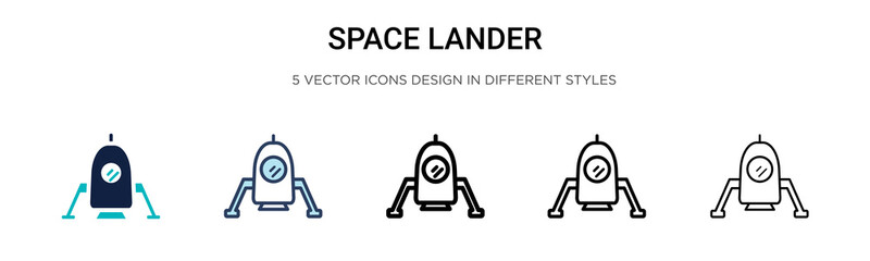 Space lander icon in filled, thin line, outline and stroke style. Vector illustration of two colored and black space lander vector icons designs can be used for mobile, ui, web © Digital Bazaar