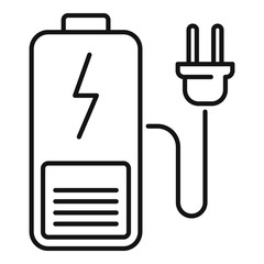 Plug charging battery icon. Outline plug charging battery vector icon for web design isolated on white background